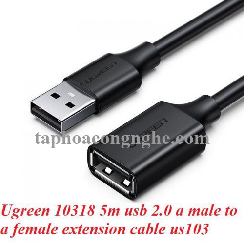 Ugreen 10318 5M màu Đen Cáp tín hiệu nối dài USB 2.0 lõi thuần đồng US103 30010318